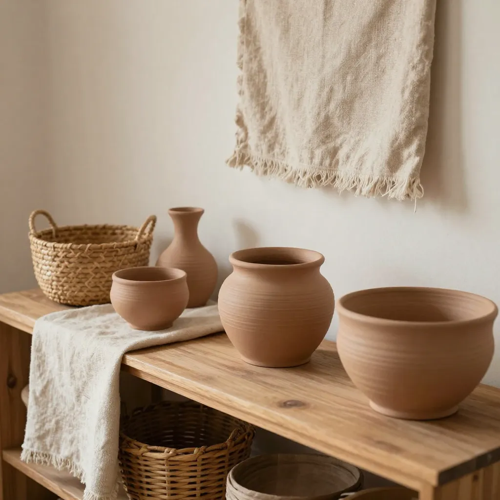 Patio with woven and clay accents