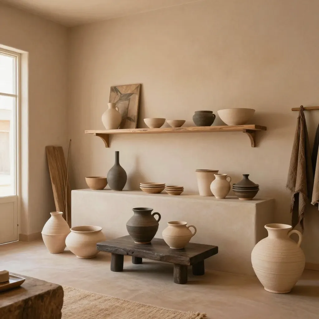 Terracotta vessel and sand tones